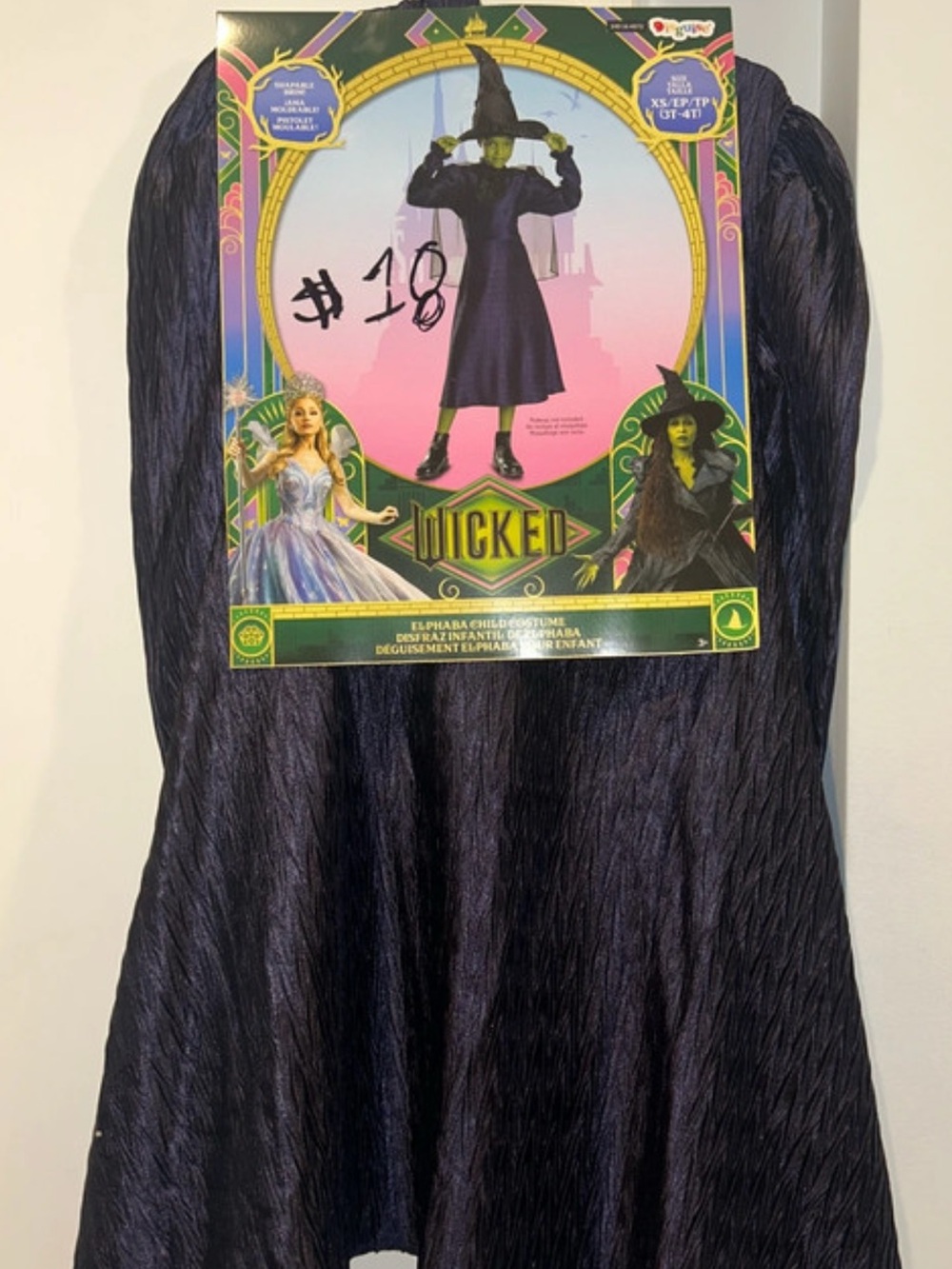 Wicked Elphaba Kids Black Witch Cape & Hat Costume